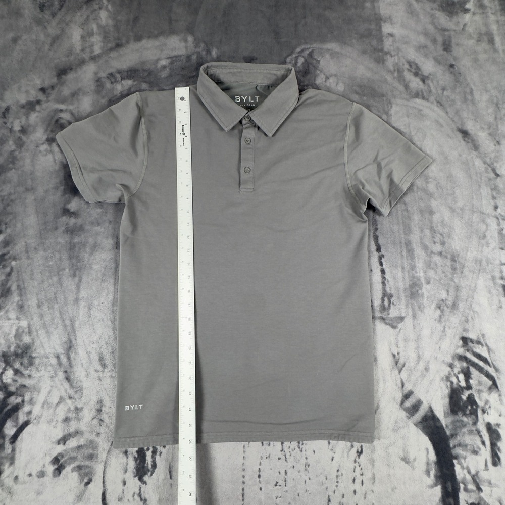 BYLT Lux Polo Mens Small Grey Short Sleeve Cotton Spandex Blend Stretch
